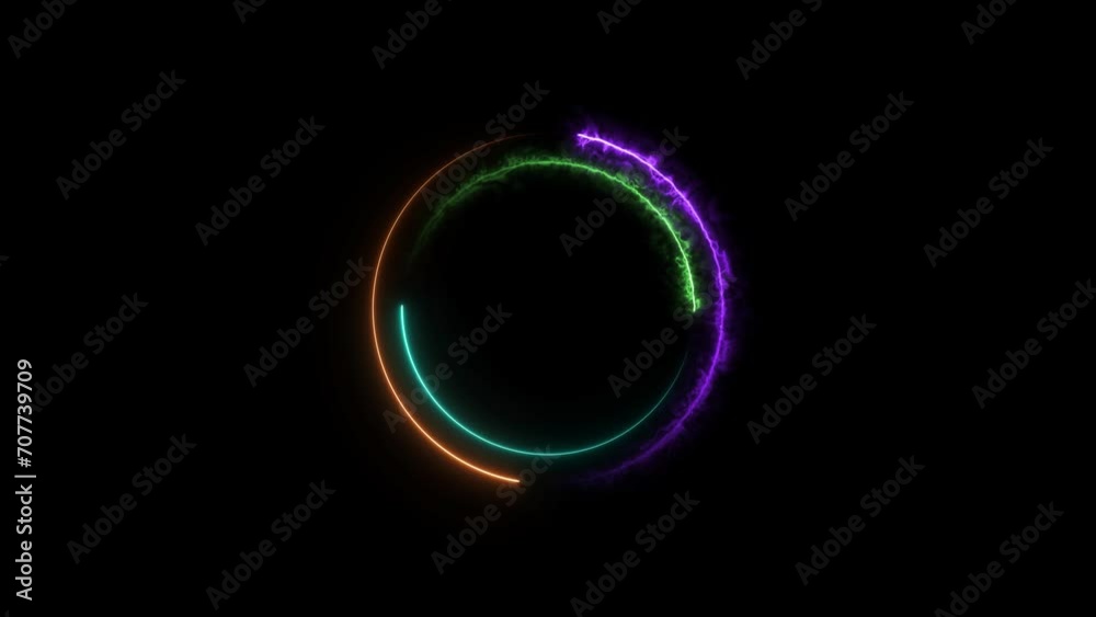 Abstract neon glowing circle loading bar colorful animation. Black background UHD 4k video. Abstract neon glowing circle loading bar colorful animation. Black background UHD 4k video.