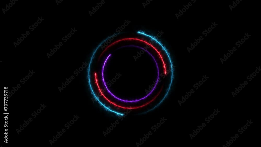Abstract neon glowing circle loading bar colorful animation. Black background UHD 4k video.	