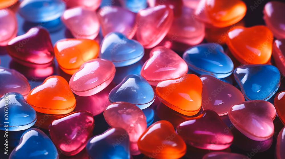 Valentines day background hearts shaped candy, colorful candies pattern Valentines day background hearts shaped candy, colorful candies pattern