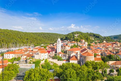 Aerial view of town of Skradin in Dalmatia, Croatia