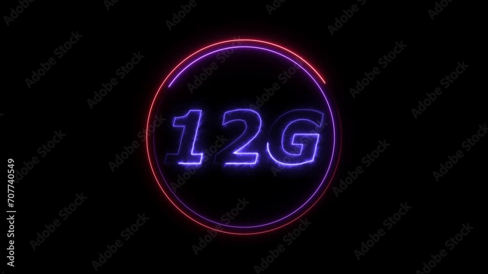 Abstract neon light blue color 12G text animation. Red and blue circle black background 4k video.
Abstract neon light blue color 12G text animation. Red and blue circle black background 4k video.