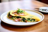 omelette with ham and spinach, half-folded