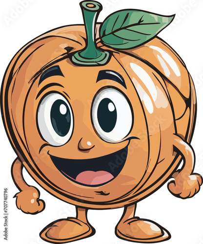 Cute and Funny Orange Fruit Cartoon Vector Icon
