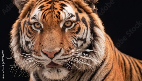 Portrait of a huge beautiful male tiger on a black background
