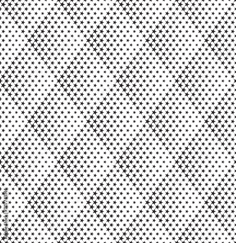 Halftone optical effect. Disappearing five-pointed stars in groups of rhombuses.