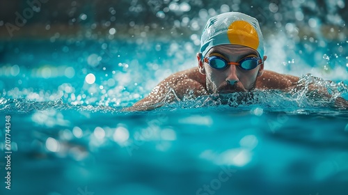 Man swimming pool or water polo player. Ai generative photo