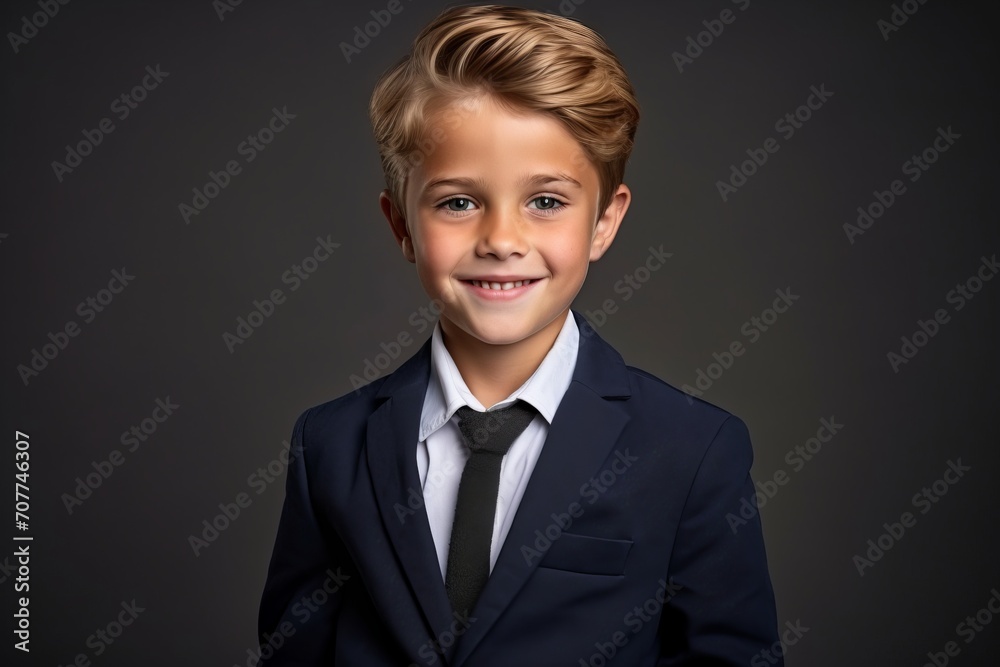 Portrait of a little boy in a suit on a dark background Portrait of a little boy in a suit on a dark background