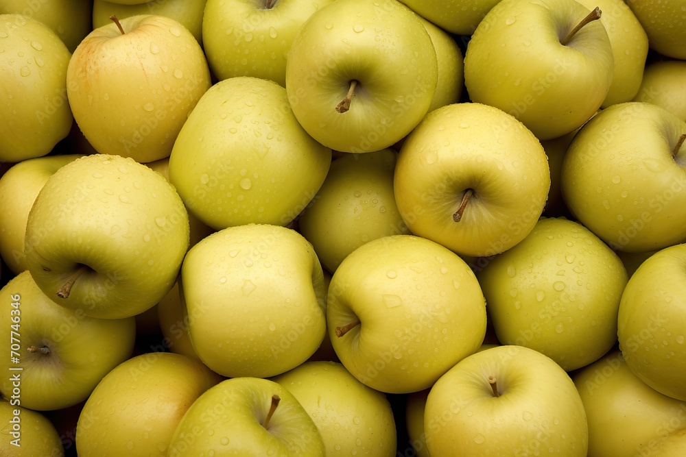 Apple fruits flat lay background. Fresh yellow apples from the market. Tasty and juicy. Summer freshness fruits. Healthy eating, raw food, vegan vitamins food concept Apple fruits flat lay background. Fresh yellow apples from the market. Tasty and juicy. Summer freshness fruits. Healthy eating, raw food, vegan vitamins food concept