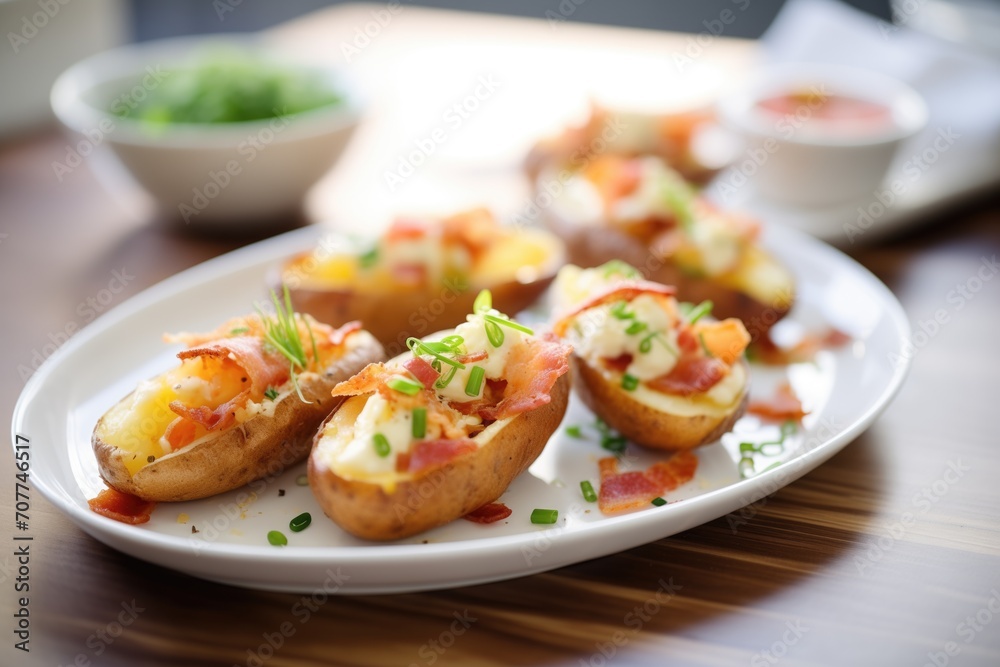 baked potato skins stuffed with cheese and bacon baked potato skins stuffed with cheese and bacon