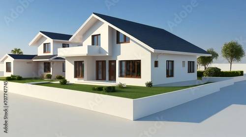 3d rendering of modern cozy house isolated on white background © home 3d