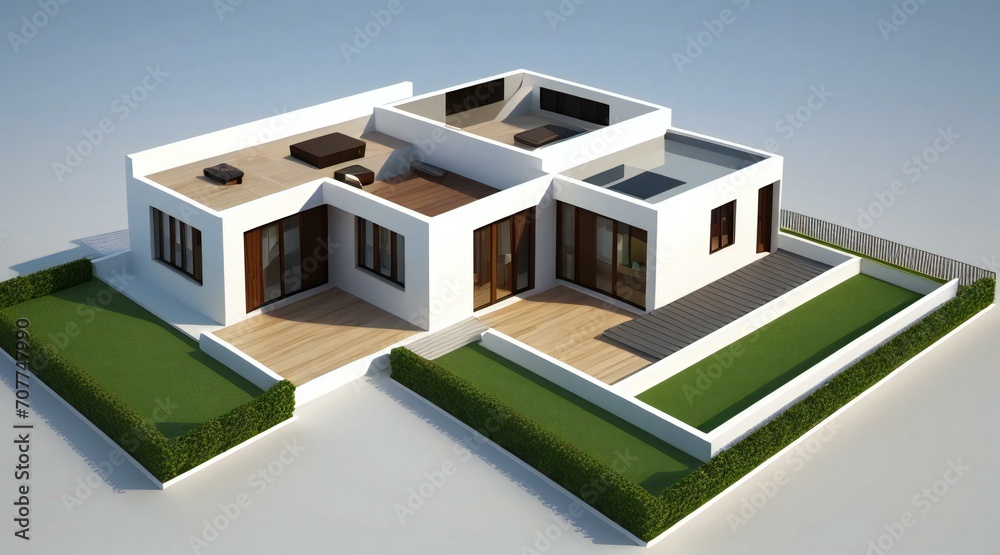 3d rendering of modern cozy house isolated on white background 3d rendering of modern cozy house isolated on white background