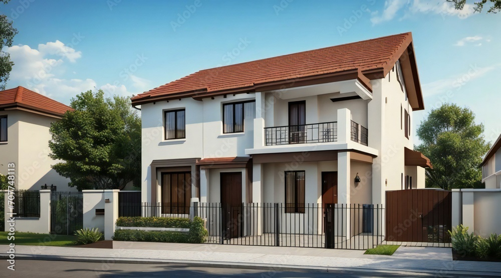 3d rendering of modern cozy house isolated on white background 3d rendering of modern cozy house isolated on white background