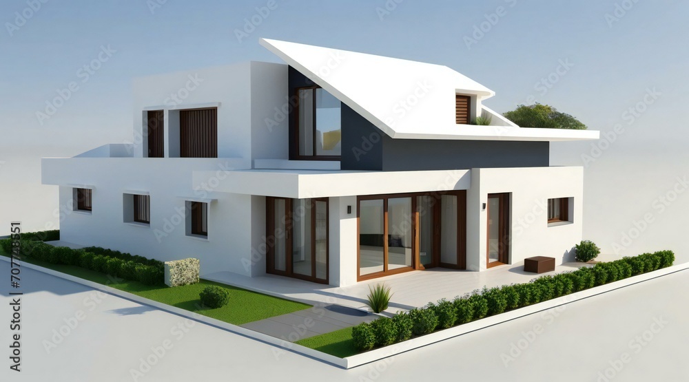 3d rendering of modern cozy house isolated on white background