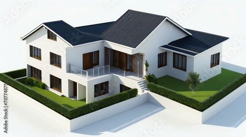 3d rendering of modern cozy house isolated on white background © Samsul Alam