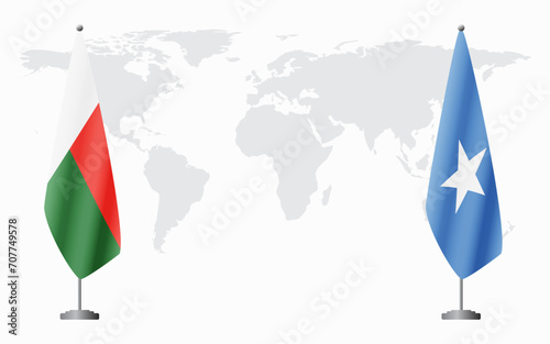 Madagascar and Somalia flags for official meeting