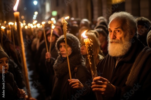 peaceful candlelight procession. calendar day.