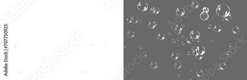 Soap bubble floating transparent background. Realistic air water soap foam bubble with rainbow colors. Bubble frame border PNG