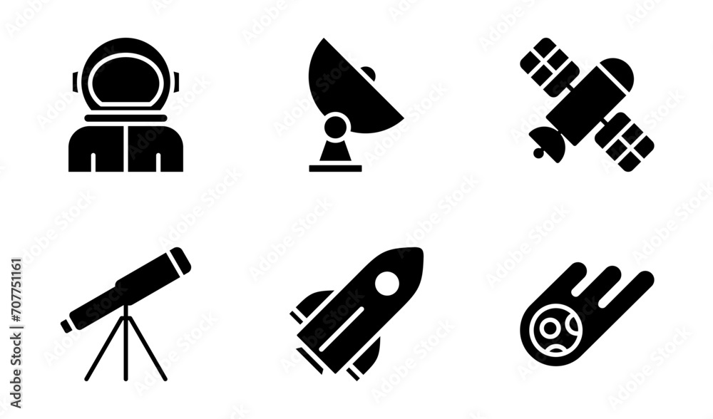 Space Exploration icon design template in solid style - obrazy, fototapety, plakaty 