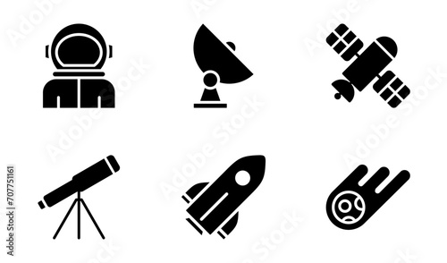 Space Exploration icon design template in solid style