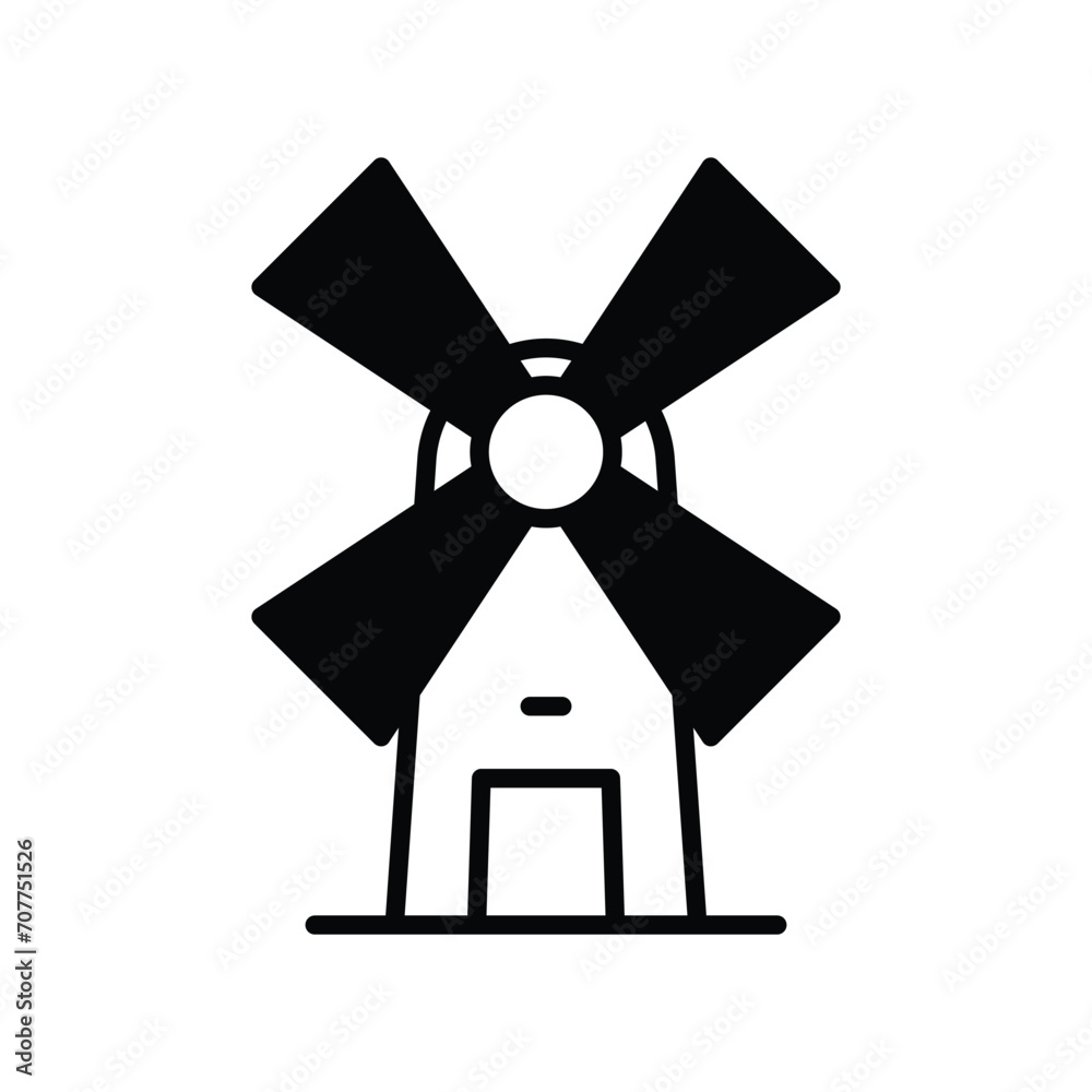 windmill icon with white background vector stock illustration