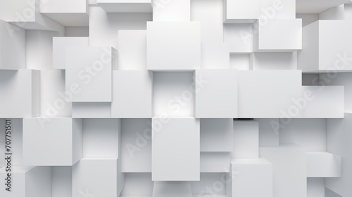 Abstract 3D rendering of white cubes. Futuristic background design.