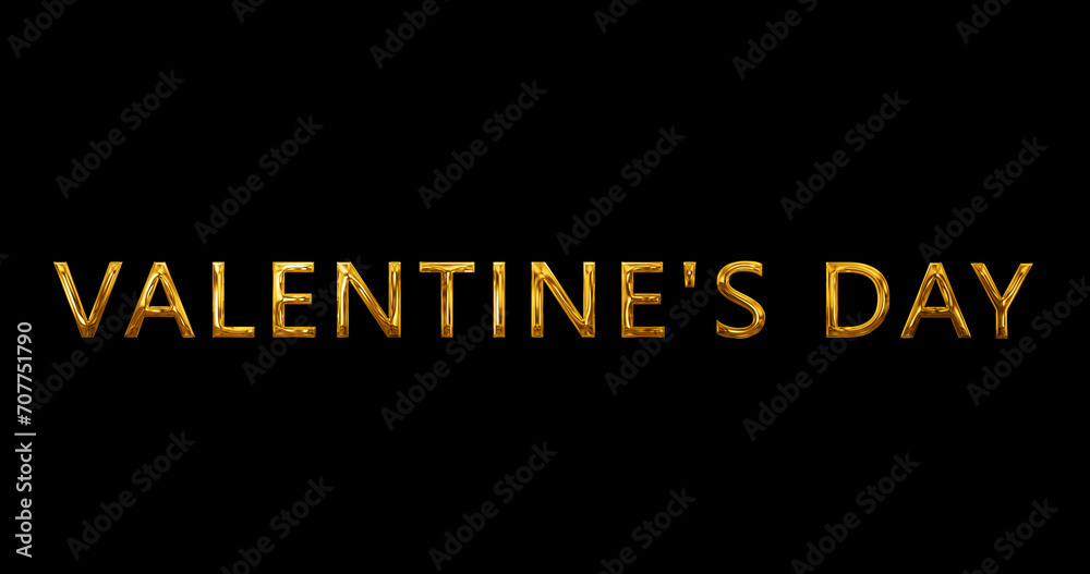 Obraz premium Happy Valentine's Day, 14th February typographic gold shiny glittering BG. Surprise flirting anniversary bg for romantic couples connecting each other and greeting them with affection. LOVE THEME.
