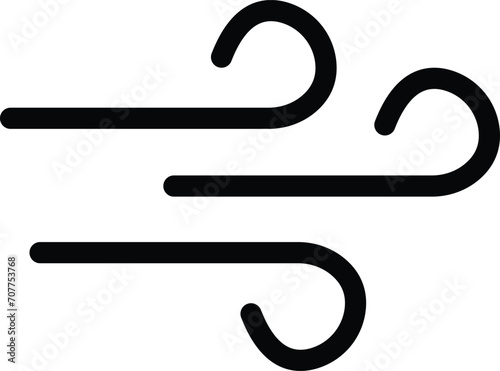 Blowing wind line icon. Windy weather symbol. Windy blow, Wind icon trendy design template, Editable stroke. Vector, wind motion, air blow, swirl element. air motion, smoke flow art, abstract line.