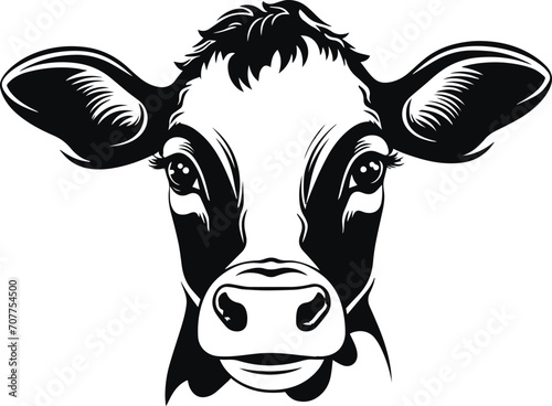 Baby Cow head, Cow head logo, Farm Animal Vector Illustration