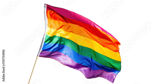 A waving LGBT flag, transparent or isolated on white background photo