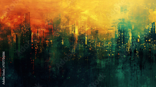 Abstract grunge of city scape illustration painting © Black