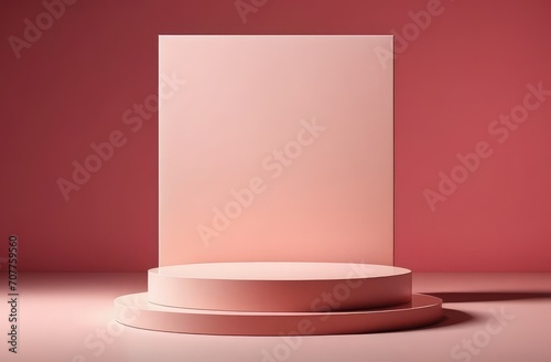 minimalistic style display podium. abstract background for cosmetic products in pink tones.