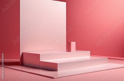 product display podium. abstract background for cosmetic products in pink tones, minimalistic style.