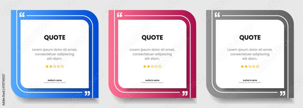 Obraz premium 3D bubble testimonial banner, quote, infographic. Social media post template designs for quotes. Empty speech bubbles, quote bubbles and text box. Vector Illustration EPS10.