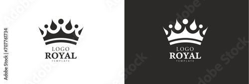 Logo Royal. Crown silhouette. Template design vector. Black and White.