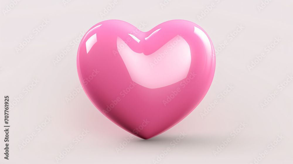 Pink heart 3d isolated on white background