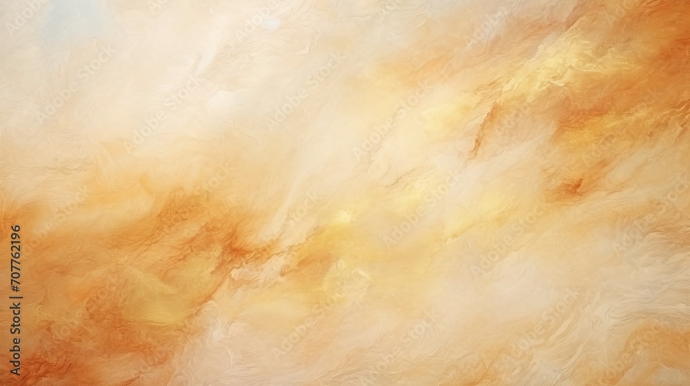 Abstract watercolor painting of gold, nacre and beige marble on paper grain texture wall with copy space