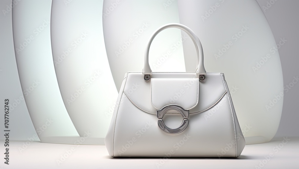 Stylish light grey women's handbag showcased against a soft studio backdrop, embodying the latest fashion trends. Stylish light grey women's handbag showcased against a soft studio backdrop, embodying the latest fashion trends.