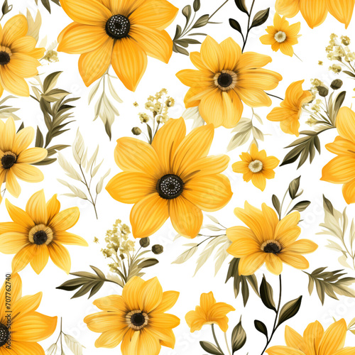 Set of yellow flower pattern seamless on a transparent background