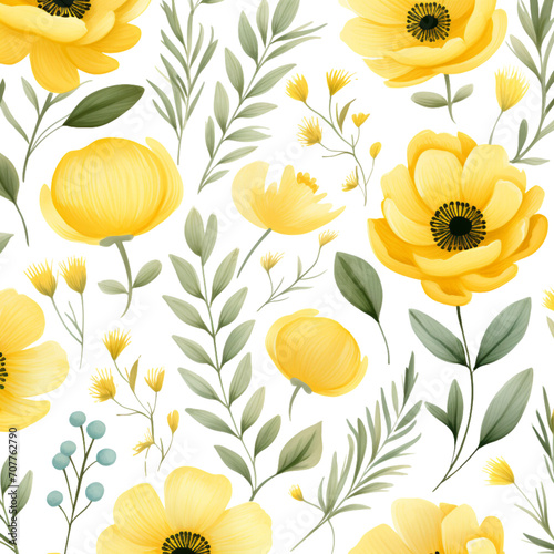 Set of yellow flower pattern seamless on a transparent background