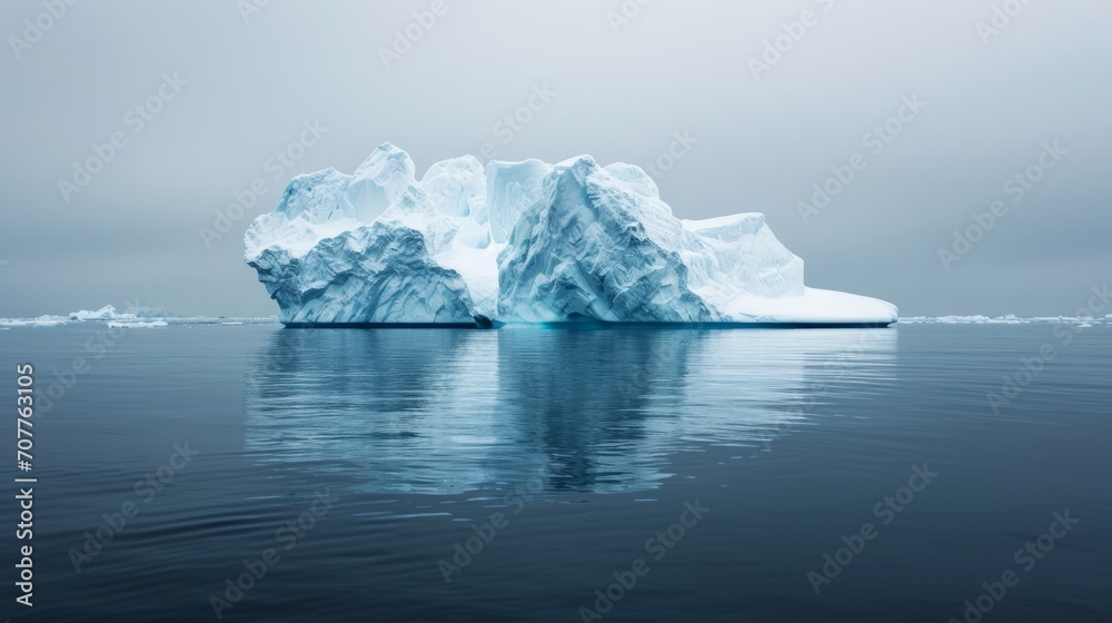 Large floating iceberg. A huge mountain of frozen ice in the ocean. Arctic beauty. Large floating iceberg. A huge mountain of frozen ice in the ocean. Arctic beauty.