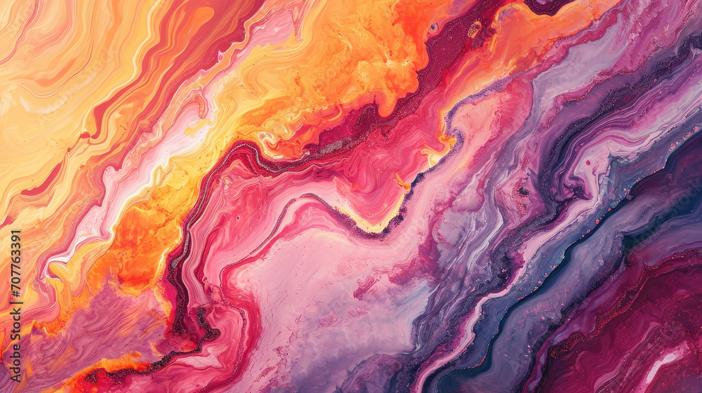 Abstract marble background with a mix of pink, orange and purple blending seamlessly