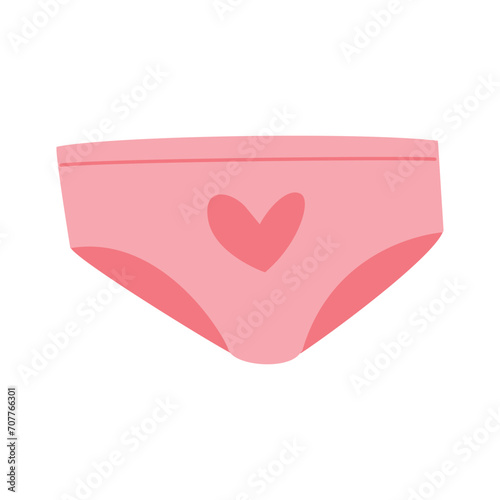 Women panties with cute heart. Underwear bikini. Underclothing. Vector illustration.
