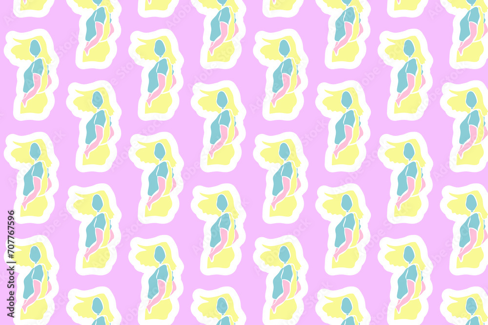 Vector of Women's Day seamless pattern background and shades of pink Vector of Women's Day seamless pattern background and shades of pink