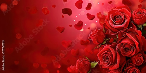Love , romantic feelings , red roses as a symbol , red hearts , valentine's day , couple , people © Людмила