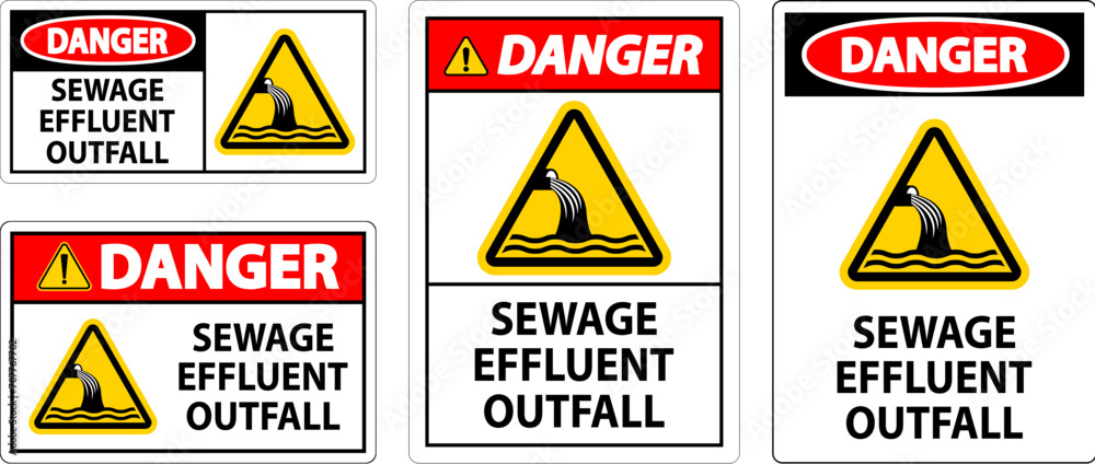 Water Safety Sign Danger - Sewage Effluent Outfall Water Safety Sign Danger - Sewage Effluent Outfall