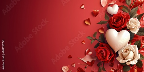 Love , romantic feelings , red roses as a symbol , red hearts , valentine's day , couple , people © Людмила