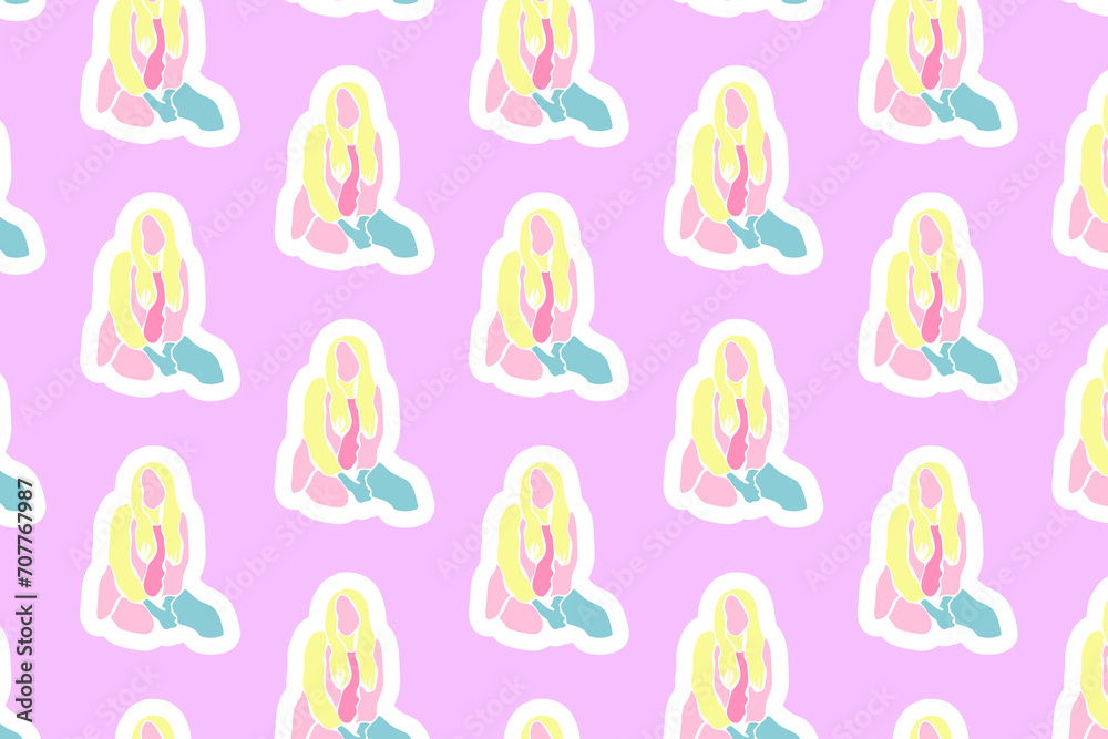 Vector of Women's Day seamless pattern background and shades of pink Vector of Women's Day seamless pattern background and shades of pink