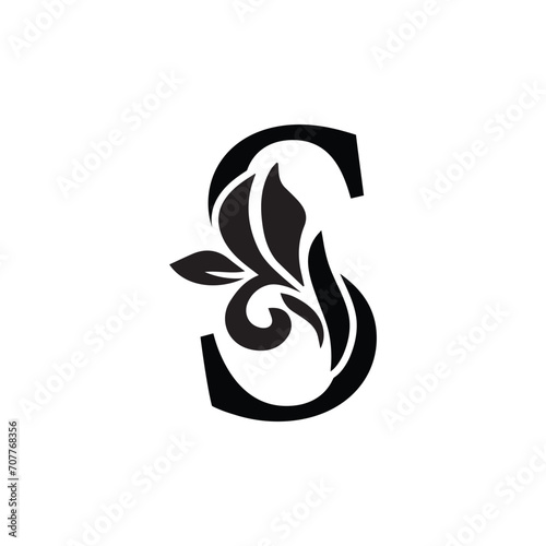 letter S. flower letters. Vintage ornament initial Alphabet. Logo vector	