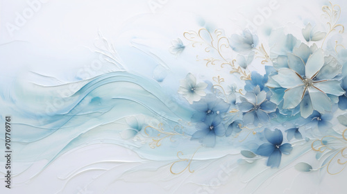 flower group Blue on white background, watercolor style