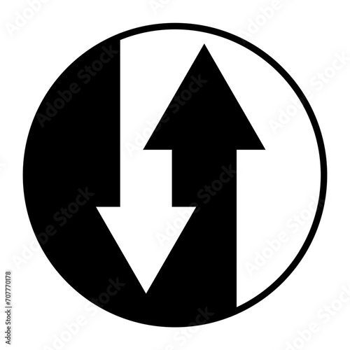 Up down arrows circle, trade turnover relationship concept, information exchange